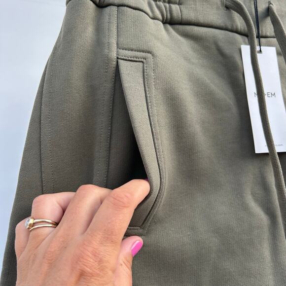 New ME+EM Sweatshirting Joggers Autumn Olive Green Size 2 Extreme Tapered Pants - Picture 11 of 16